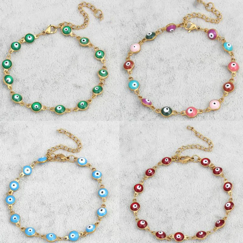 Браслет на лодыжку Lucky Eye золотистый медный ножной браслет ногу цепочка модные