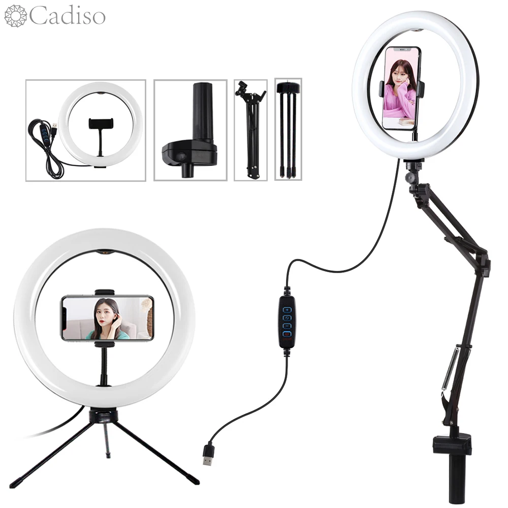 Диммируемая светодиодная кольцесветильник лампа Cadiso для макияжа фотосветильник