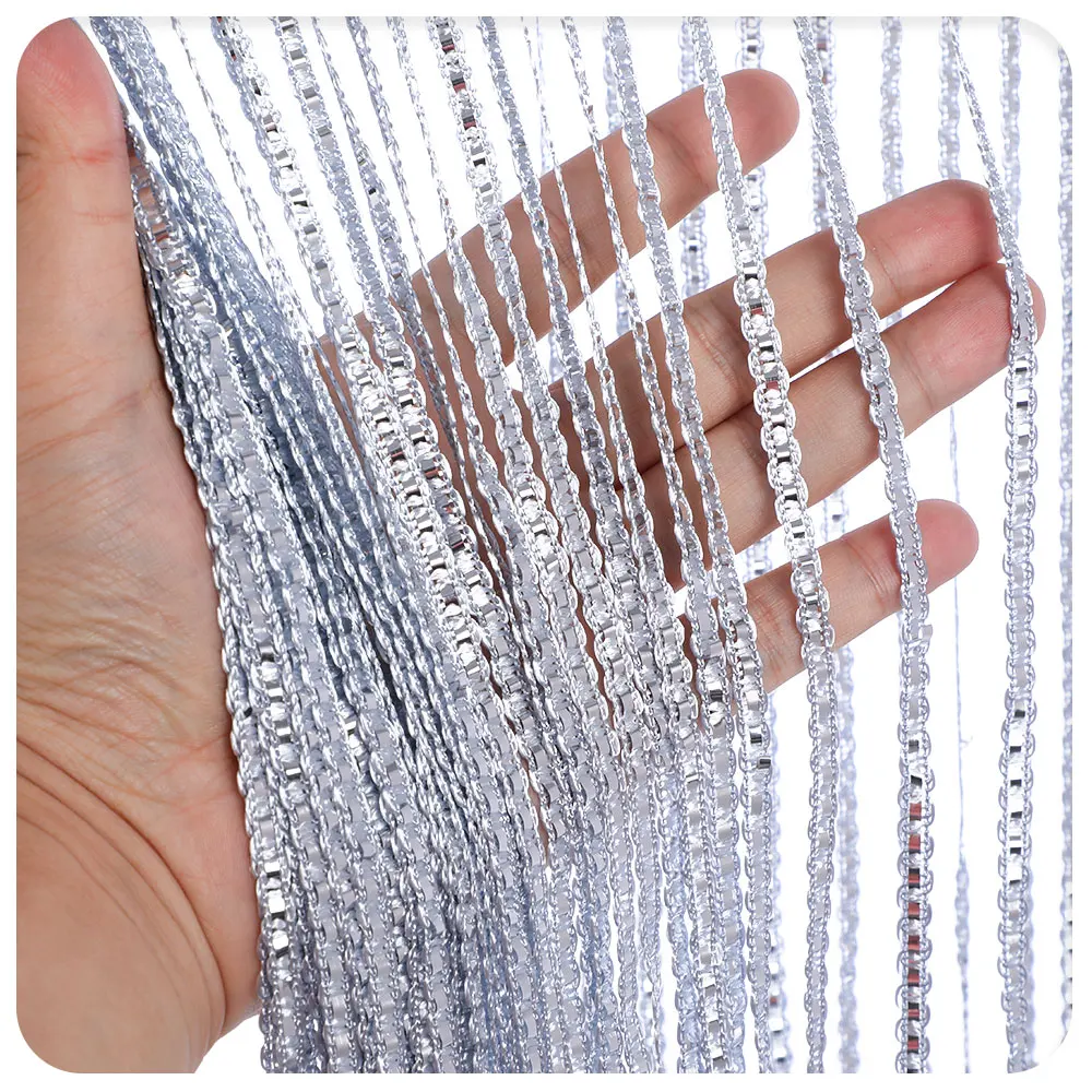 Silver Блестящая кисточка 100x200 см, занавески для гостиной, занавески, занавески для двери, драпировка, декор для гостиной, балдахин, украшение для дома - Цвет: Silver
