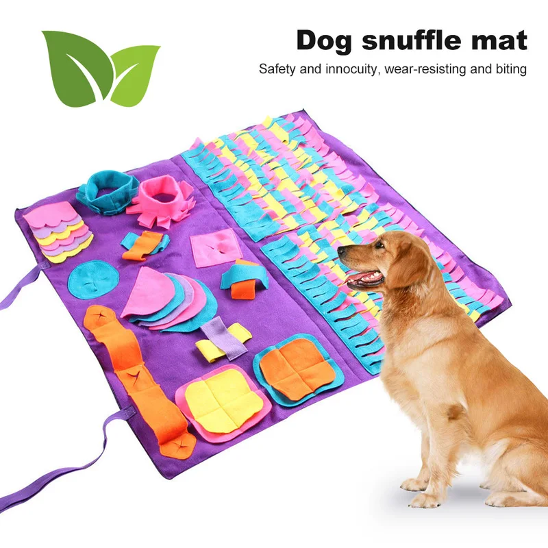 

90x90cm Detachable Pet Dog Snuffle Mat Purple Fleece Pads Training Blanket Dog Mat Relieve Stress Nosework Puzzle Toy