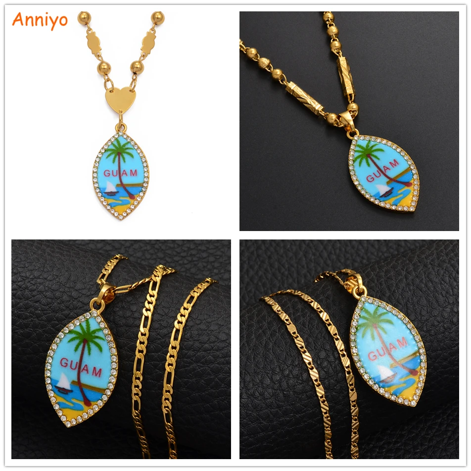 Anniyo флаг Гуама подвески для мужчин женщин Золотой Цвет Микронезия Гуам в