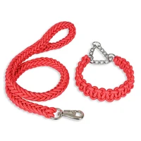 heavy duty pet dog p chain collar leash set adjustable obedience collar nylon dog leash rope leads for medium large dogs walking