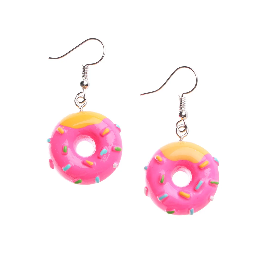 Summer Funny Cute Food Cake Donuts Drop Earrings Fashion Women Girls Unique Sweet Food Earrings Geometric for party jewelry gift