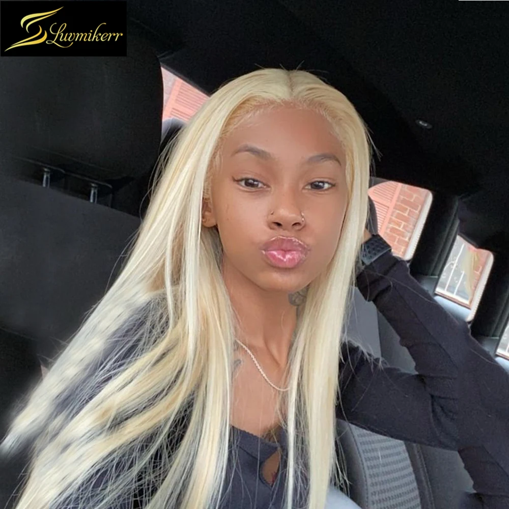 

613 Blonde Color Long Straight Lace Frontal Human Hair Wigs Glueless HD Transparent Pre Plucked Wigs For Black Women Brazilian