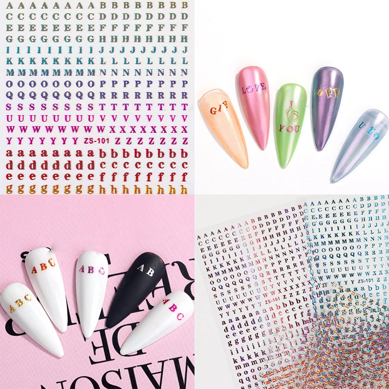 1 лист блестящие английские буквы 3D наклейка для ногтевого дизайна ногтей