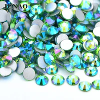 junao ss16 ss20 light green ab round glass rhinestone applique flatback crystal stones non hotfix strass for grament decoration