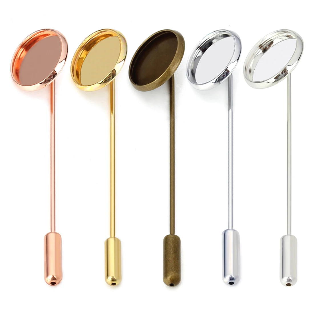 

10pcs/lot 12mmx50mm Brooch Settings Cabochon Bases Word Folder Pin Trays Bezel for Cabochon Cameo DIY Headwear Findings