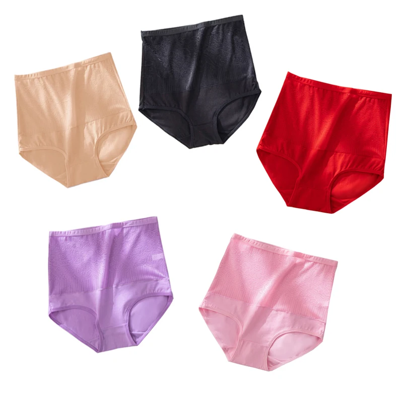 ATOXY High Waist Panties Women Seamless Slimming Briefs Body Shaperwear Underwear Soft Cotton Lingerie 3Pcs/Lot