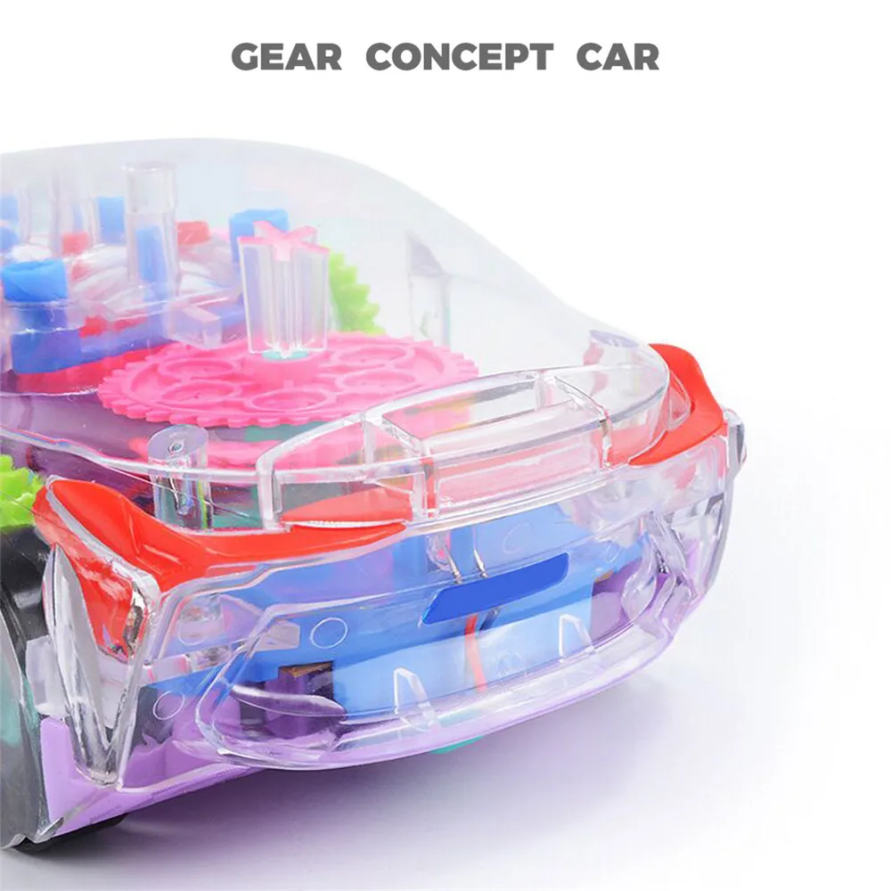 Прозрачная шестерня автомобильный светильник музыка игрушки трансформация