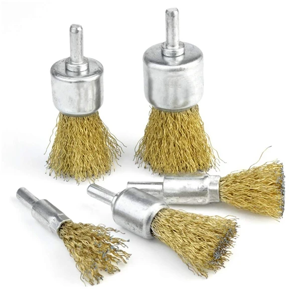 

15 Pack Wire Wheel Cup Brush Set with 1/4 Inch Round Shank, 5 Sizes Brass Coated Wire Drill Brush for Paint Removal Project/Corr
