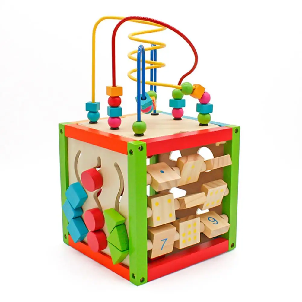 

Wooden Learning Bead Kids Toys Maze Cube 5 In 1 Activity Center Educational Toys For Children