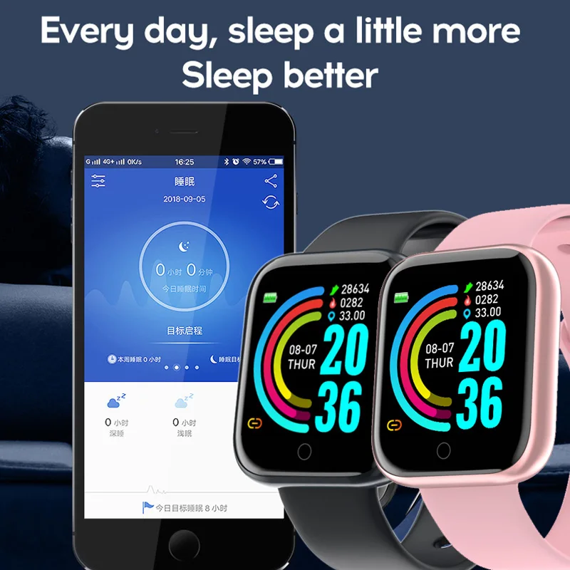 

D20pro Smart Watch For Android ios Bluetooth Smart Bracelet Y68 Smartwatch Men Women Fitness Tracker Heart Rate Smartband Kids