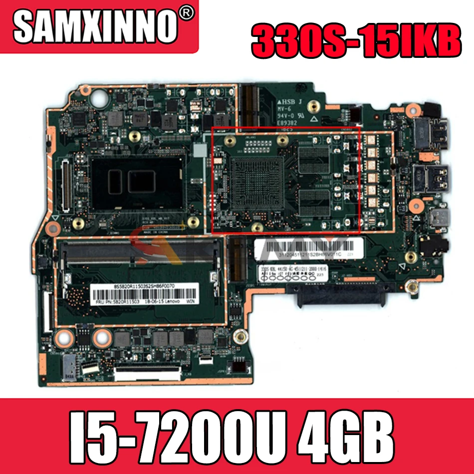 

Материнская плата Akemy для ноутбука Lenovo 330S-15IKB, процессор I5 7200U, ОЗУ 4 Гб DDR4, протестирована на 100%, новый продукт