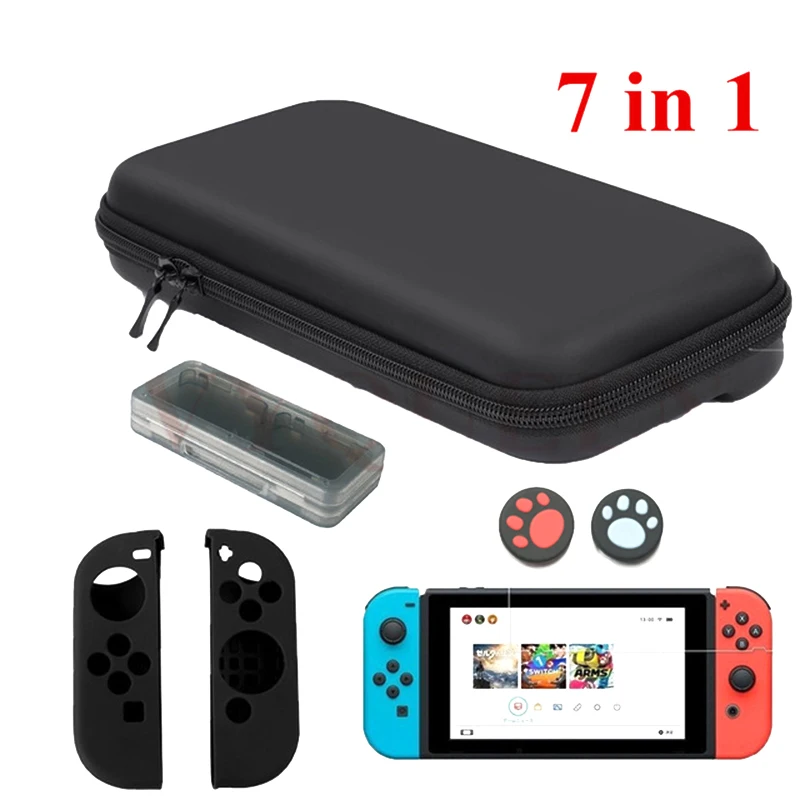 7 in 1 Storage Bag Cover for Nintend Switch NS Console Tempered Glass Screen Protector + Controller Silicone Case Skin r57 | Электроника