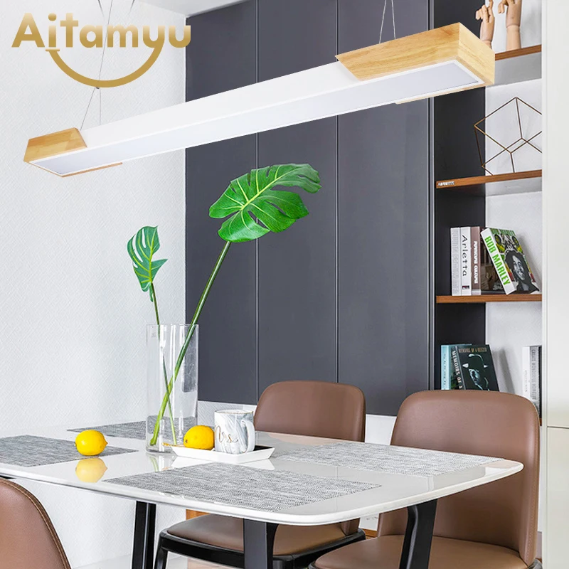 Скандинавские подвесные светильники деревянные с акриловым абажуром офисный