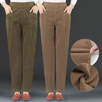 fashion 5xl autumn mom corduroy pants high waist slim harem pants femme middle aged mother cotton velvet trousers women 141