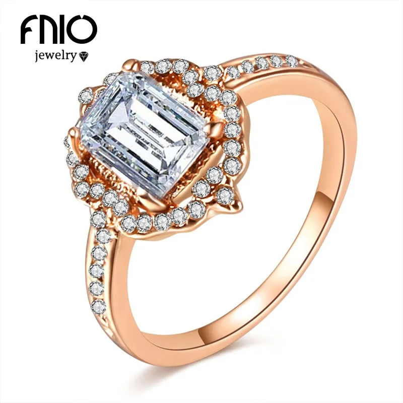 FNIO модное большое кольцо с фианитом женское романтическое кристаллами для