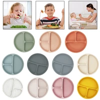 waterproof food grade silicone baby divided suction bowl anti slip dinner plate infant learn training tableware feeding dish