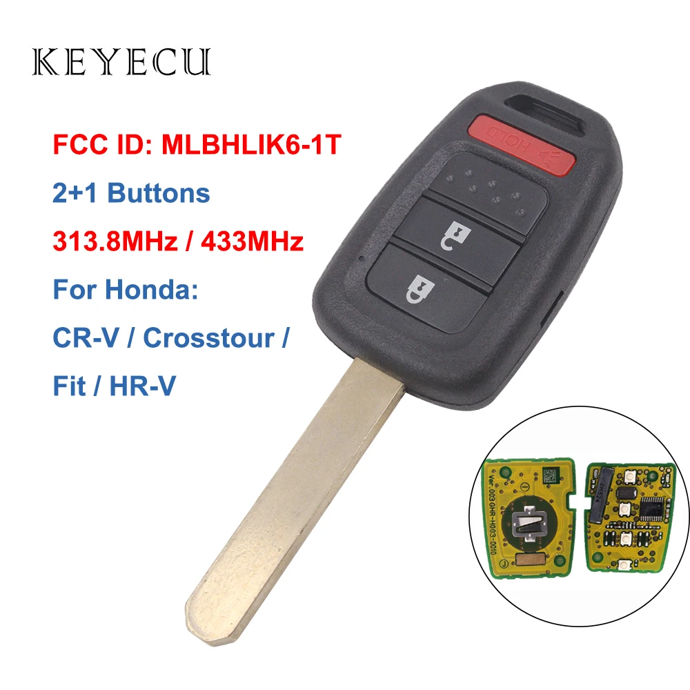 Keyecu для Honda CR V/Crosstour/Fit/HR V Автомобильный Брелок дистанционного управления с ключом