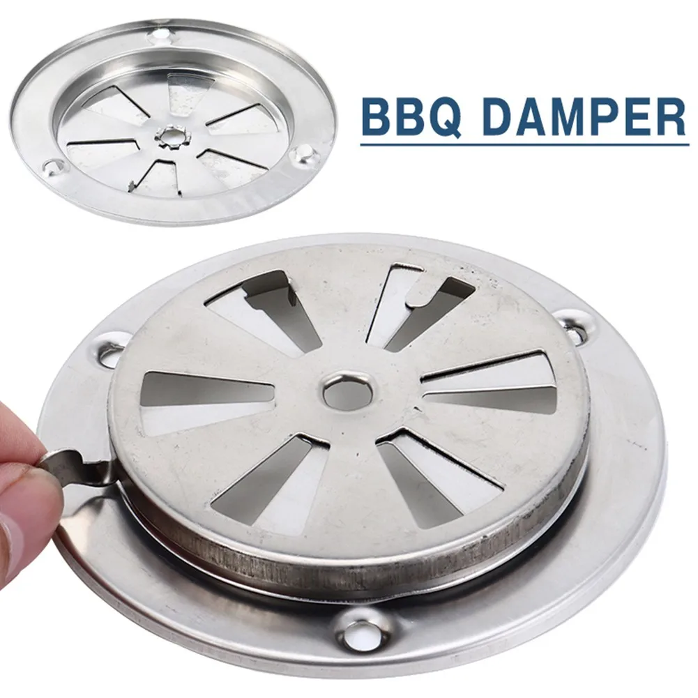 Adjustable BBQ Grill Smoker Exhaust Kitchen Vent Stove Stainless Steel Air Vent Damper Round Home Vents Replacement Part