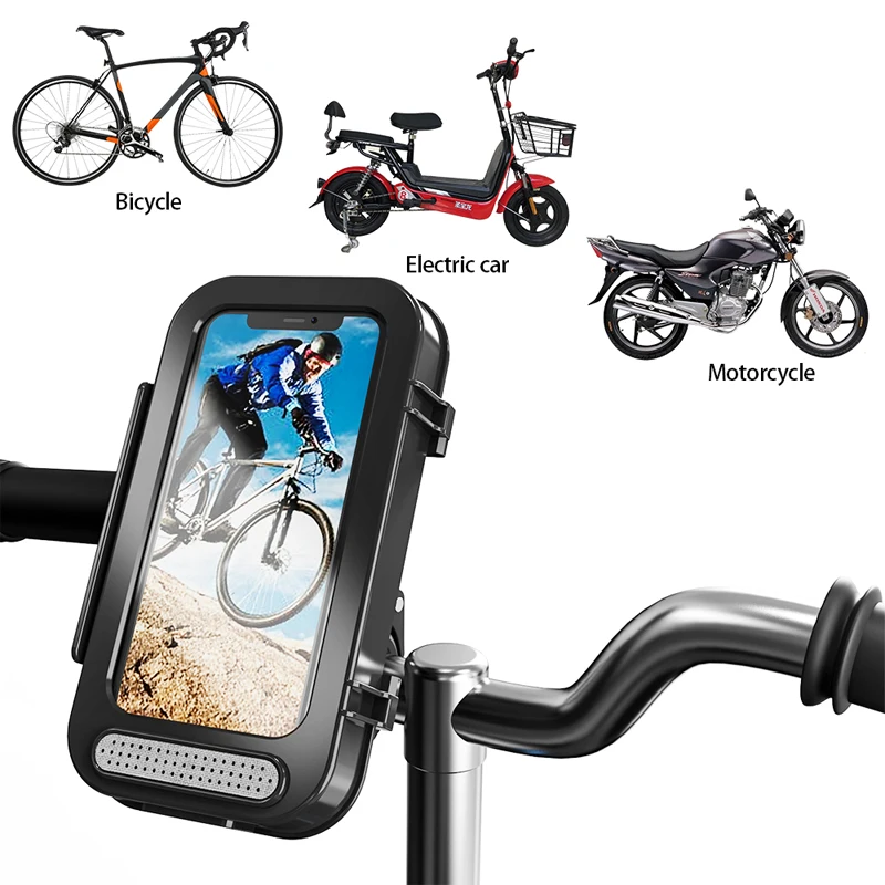 bicycle motorcycle phone holder waterproof case universal gps bike holder for iphone samsung galaxy s21 mobile phone stand bag free global shipping