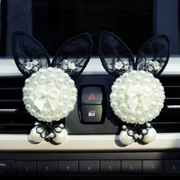 pearl rabbit design ornaments car vents perfume clip air freshener automobile interior fragrance decoration