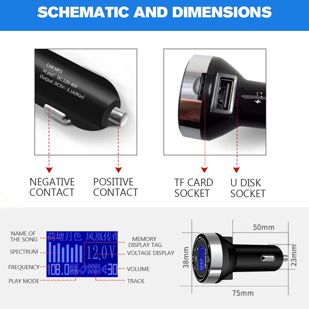 Portable Car FM Transmitter Bluetooth Handsfree Receiver BT06 MP3 Dual USB Music Audio Stereo | Автомобили и мотоциклы