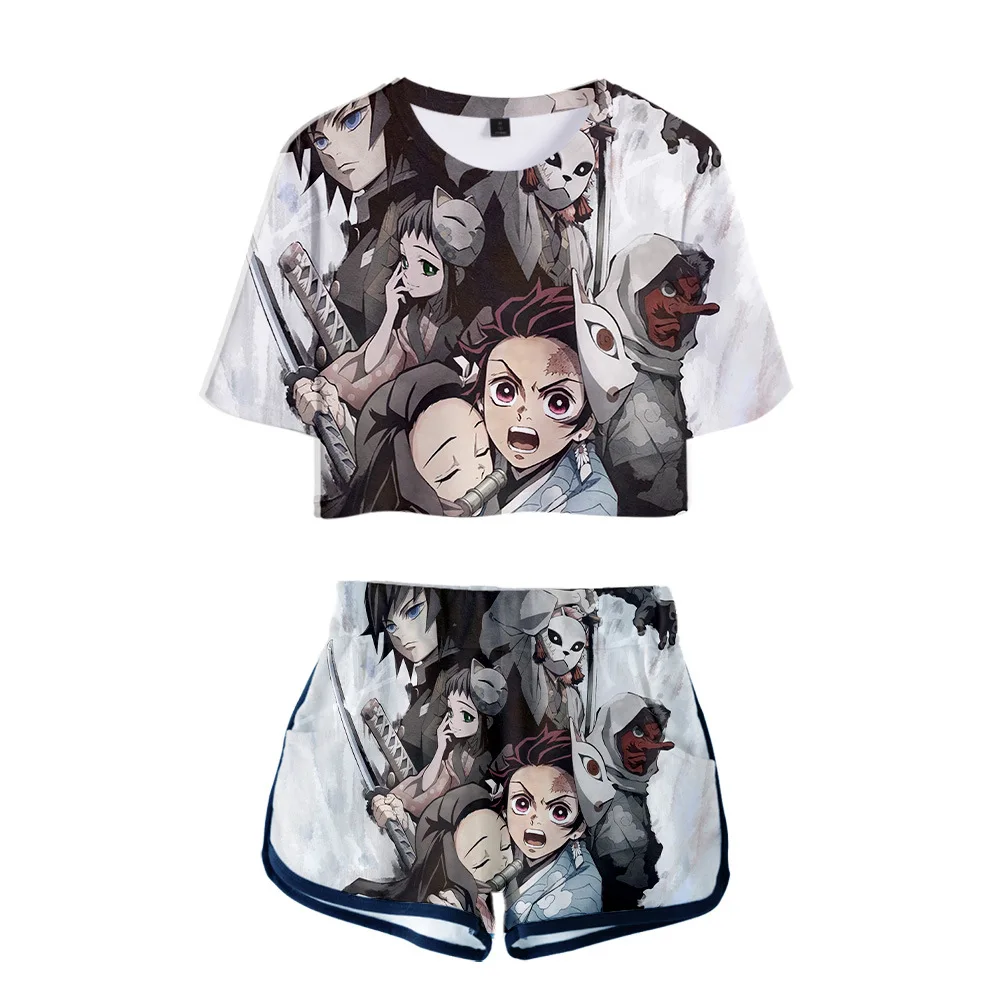 J Coshome аниме Demon Slayer Kimetsu no Yaiba Косплей Tanjiro Kamado футболка для мужчин и женщин костюм Топы Шорты Nezuko летнее платье - Цвет: J