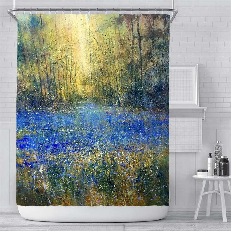 

Luxury Gold Leaf Style Shower Curtain Home Waterproof Mildew Proof Toilet Bathroom Window Door Hook Curtains Decoration