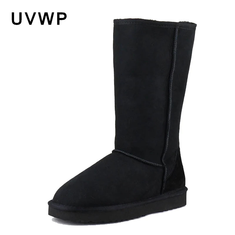 Классические зимние ботинки из натуральной овечьей кожи женские длинные с 100%