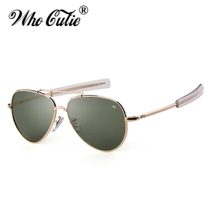 WHO CUTIE American Optical Sunglasses Men Brand Designer High Quality Gold Frame Sunnies AO Pilot Su