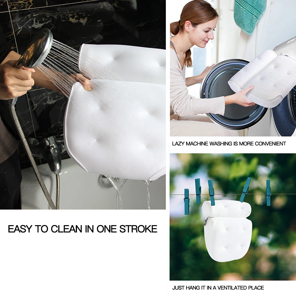 

3D Soft Mesh Spa Bath Pillow Bathroom With Suction Cup Spa Bathtub Pillow Deep Spongy Cushion Relaxing Massage Pillow Tool