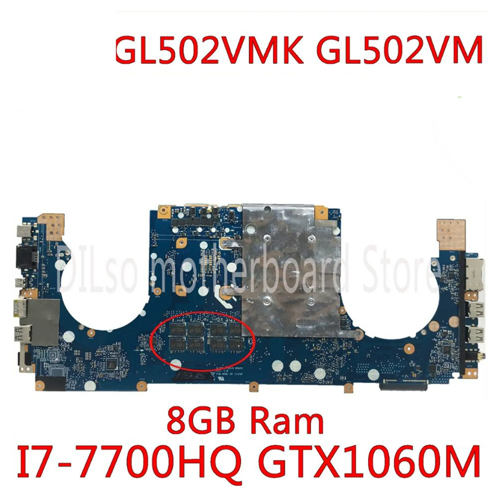 

KEFU GL502VMK For ASUS GL502VML GL502VM GL502VS Laptop Motherboard 8GB RAM i7-7700HQ CPU GTX1060M Original Tested