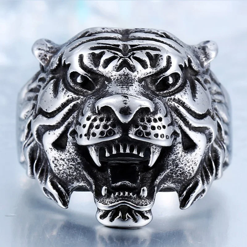 

2020 New Tiger head ring men's unique personality men's animal amulet jewelry good details US Size 8-11