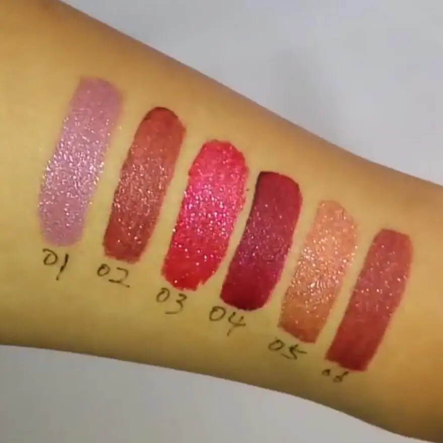 Жидкая помада для макияжа с блестками водостойкая стойкая блестящая красная