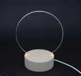 USB Wood Table Light with Blank Acrylic Panels Wooden Lamp DIY Night Lights Oval/round Base | Освещение