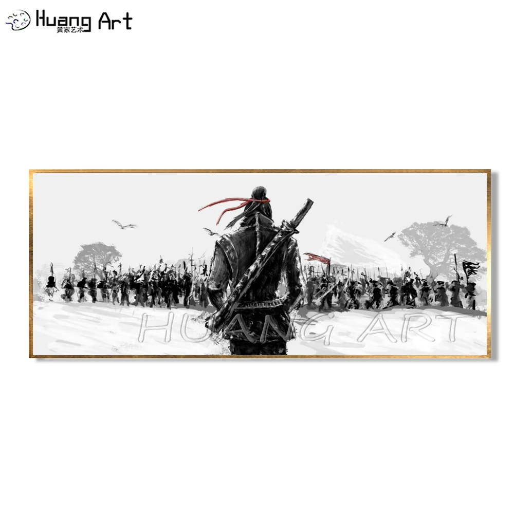Абстрактный портрет китайского воина ручная роспись боевые Сцены картина маслом