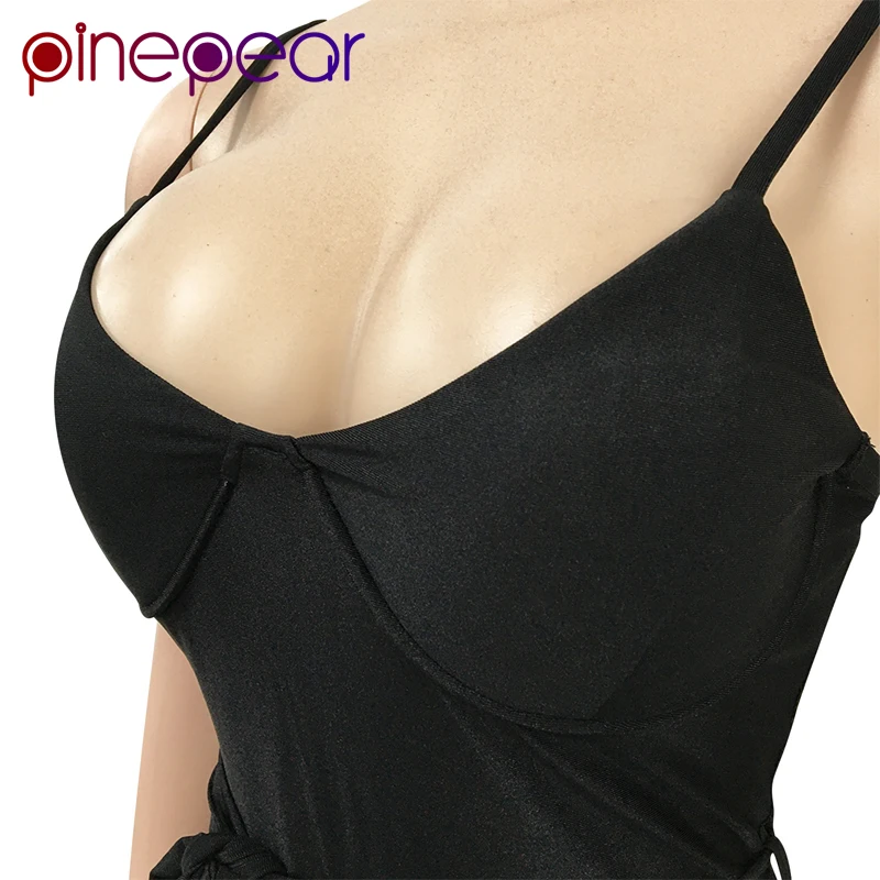 

PinePear 2021 New Fashion Women V-Neck Spaghetti Strap Solid Belt Bandage Jumpsuits Autumn Sexy Party Rompers Clubwear Wholesale
