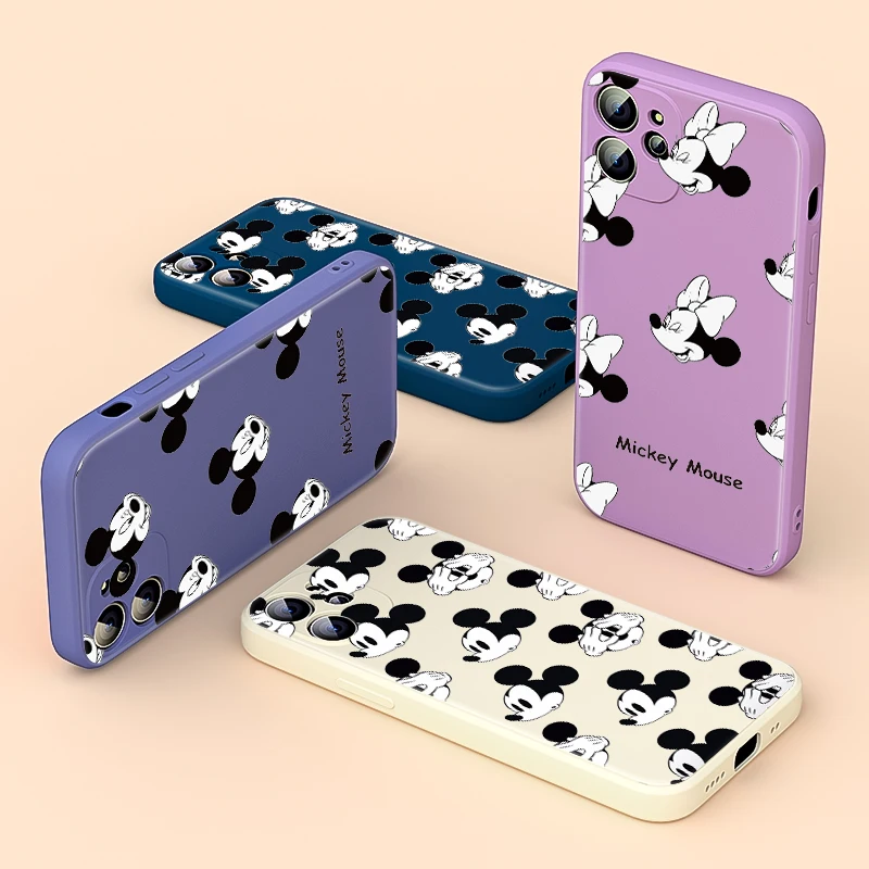 

White Mickey Disney For Apple iPhone 13 12 mini XS XR SE 11 8 7 6 2020 Pro Max Plus Liquid Silicone Soft TPU Phone Case
