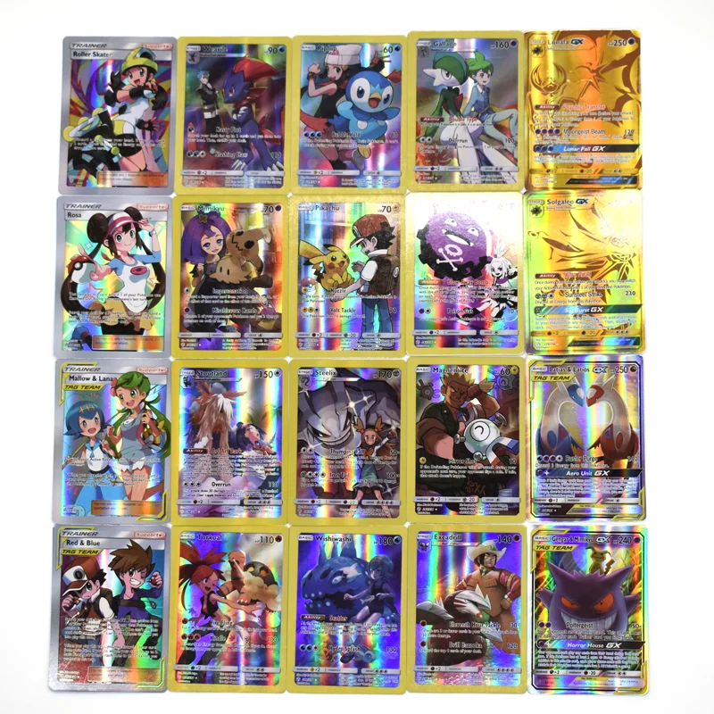 Cartas de Pok&eacute;mon GX TEAM Energy TCG para ni&ntilde;os, juego de mesa en ingl&eacute;s brillante sin repetici&oacute;n, 50 Uds.-5