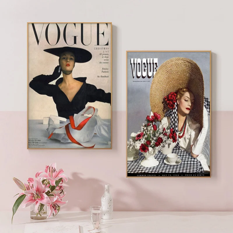 

Vintage Vogue Figure Posters and Prints Canvas Paintings Woman Nordic Cuadros Decorative Paintings fashion Wall Art pictures