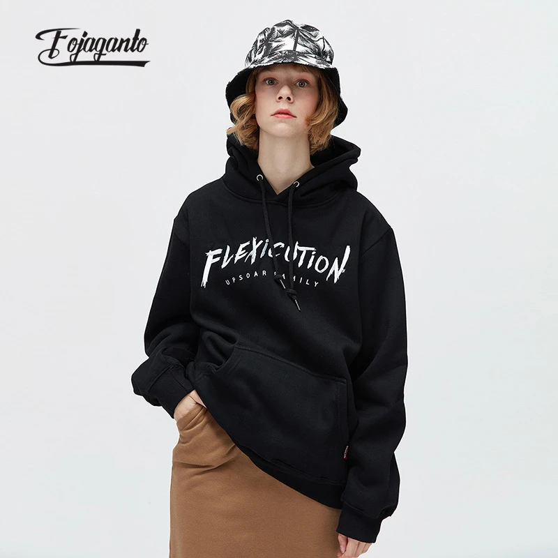 

FOJAGANTO Men's Autumn and Winter New Hoodies Youth Fashion Loose Pullover Casual Letter Printing Couple Sweatshirts Male