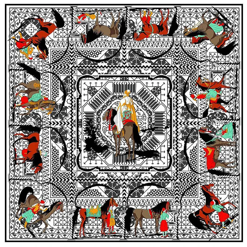 Шелковый шарф из 100% твила женский хиджаб с принтом популярный дизайн 130*130 см