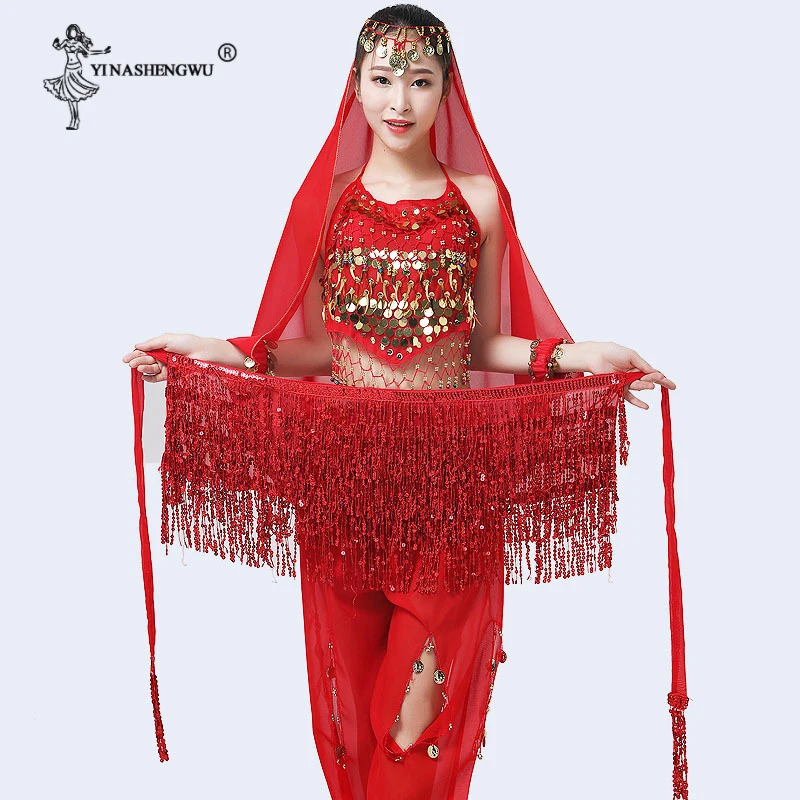 

Belly Dance Hip Scarf Belt Belly Dancing Fringed Skirt Belly Dance Beaded Sequin Waist Chain Performance Accessories