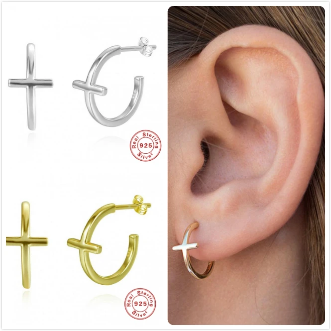 Настоящее серебро 925 серьги для женщин Золотые с цирконием в форме звезды девушек