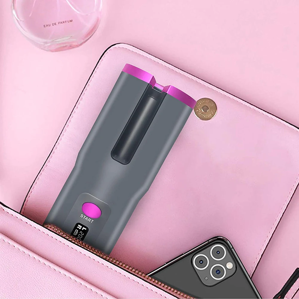 

Cordless Automatic Hair Curler USB Rechargeable Auto Air Curlers for Curls LCD Display Ceramic Curling Hair Styling Tools
