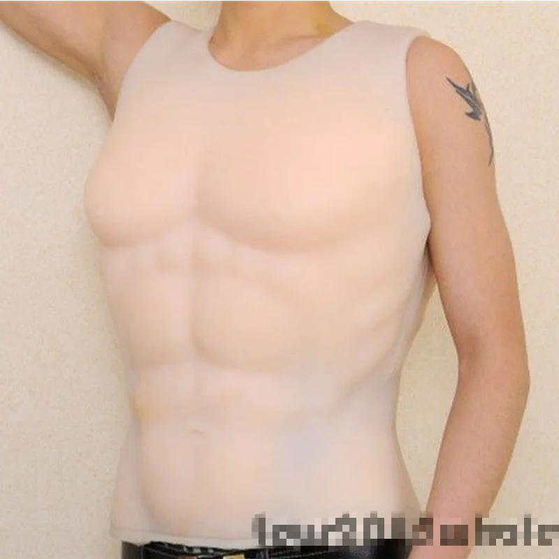 

Handmade Cosplay Hunk Chest Muscle Man Silicone Fake Chest Muscle Pecloralis Mens Bodysuit Shaper Dress Hot Top Selling Product