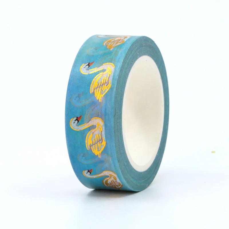 

10PCS/lot 15MM*10M Foil Blue lake Swan Decorative Washi Tape Scrapbooking Masking Tape School Office Supply washi tape