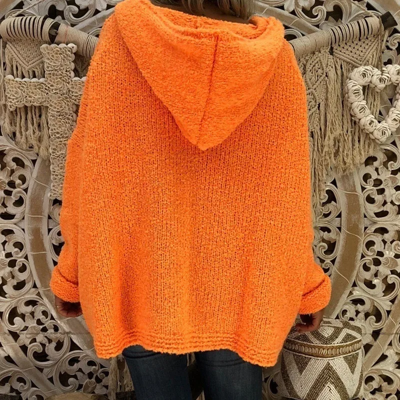 Women Long Sleeve Solid Slim Fit Hooded Sweater Pullover Casual Knitted Coat Autumn Winter Streetwear Female Jumper Top | Женская одежда