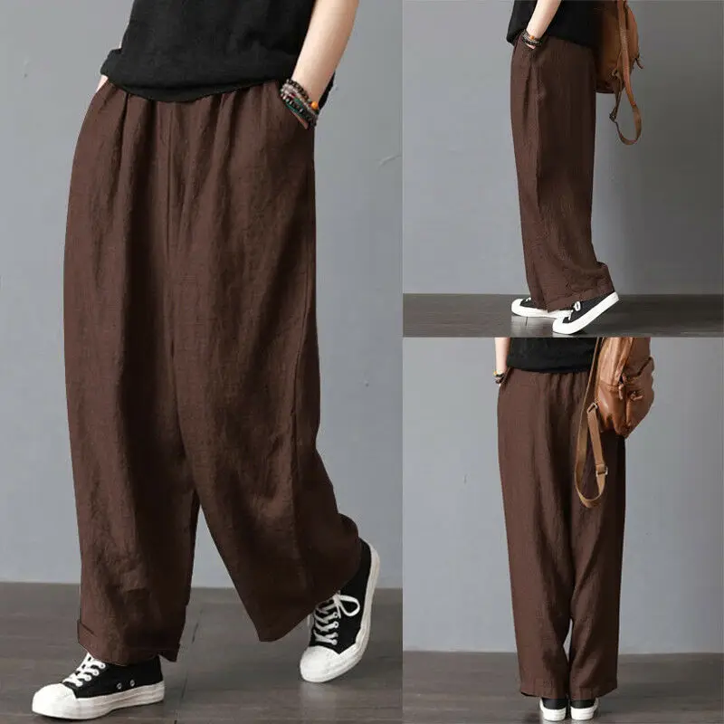 

Hirigin 2020 Men Casual Loose Wide Leg Pants Casual Soft Cotton Linen Bloomers Trousers Harem Plus Size Home pants